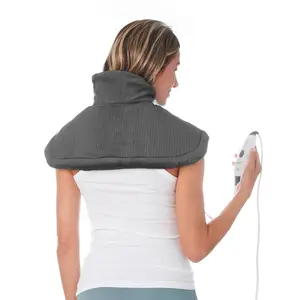 Pure Enrichment PureRelief  with 4 Heat Settings and Magnetic Closure Neck and Shoulder Heating Pad  - 14" x 22" - Charcoal Gray