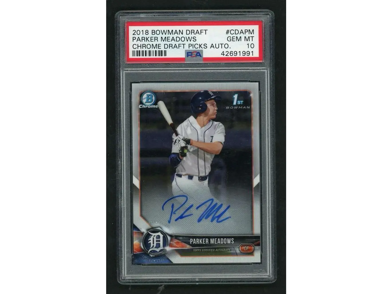 2018 Bowman Draft Chrome Autograph Parker Meadows #CDAPM PSA 10