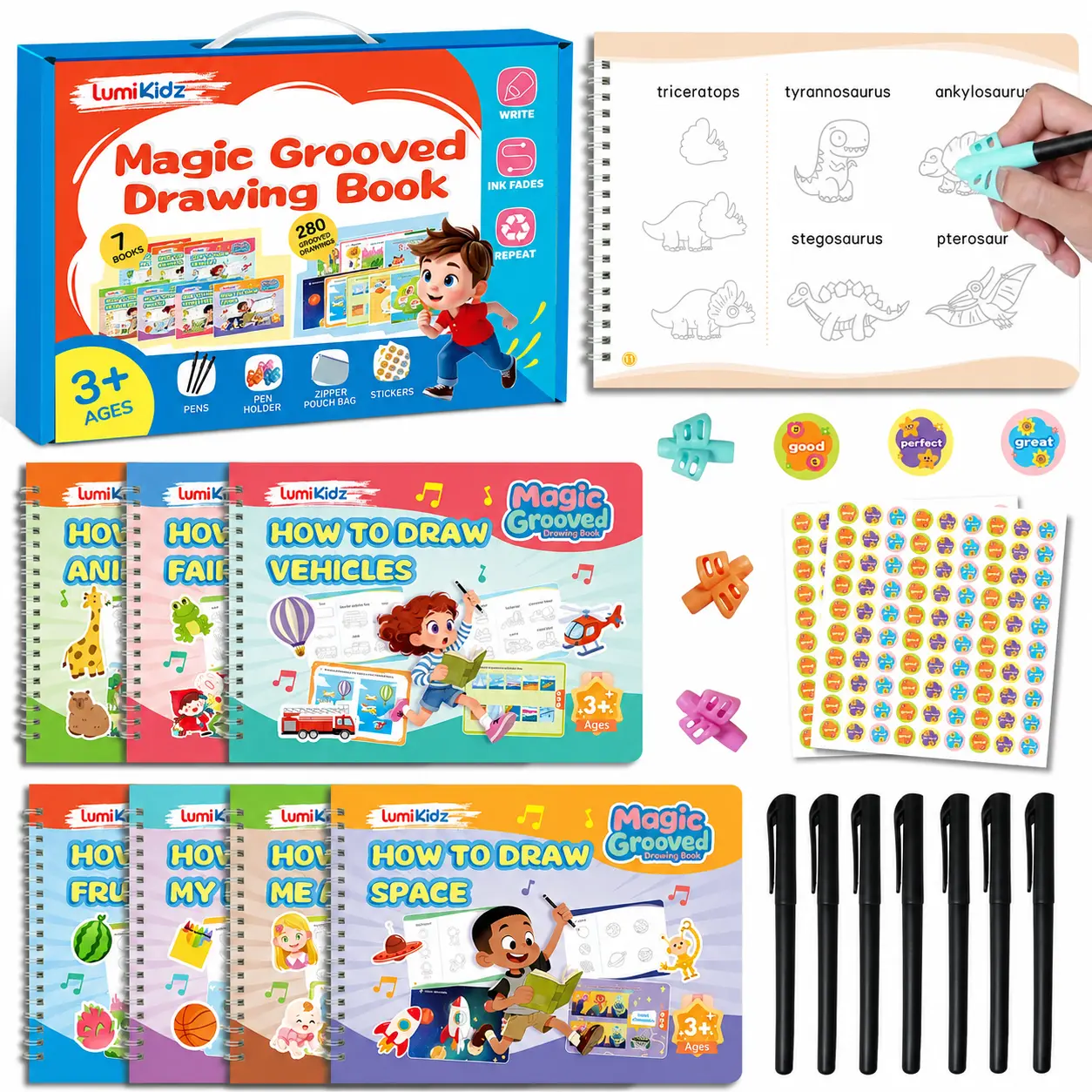 [Back To School Shopping]LUMIKIDZ Magic Groove Drawing For Kids Age 3-6,Reusable Groove For Children Aged 5-8-Painting Practice For Children Aged 4-7,Preschool Tracking Books And Learning Activities To Cultivate Children's Artistic Talent And Interest sum