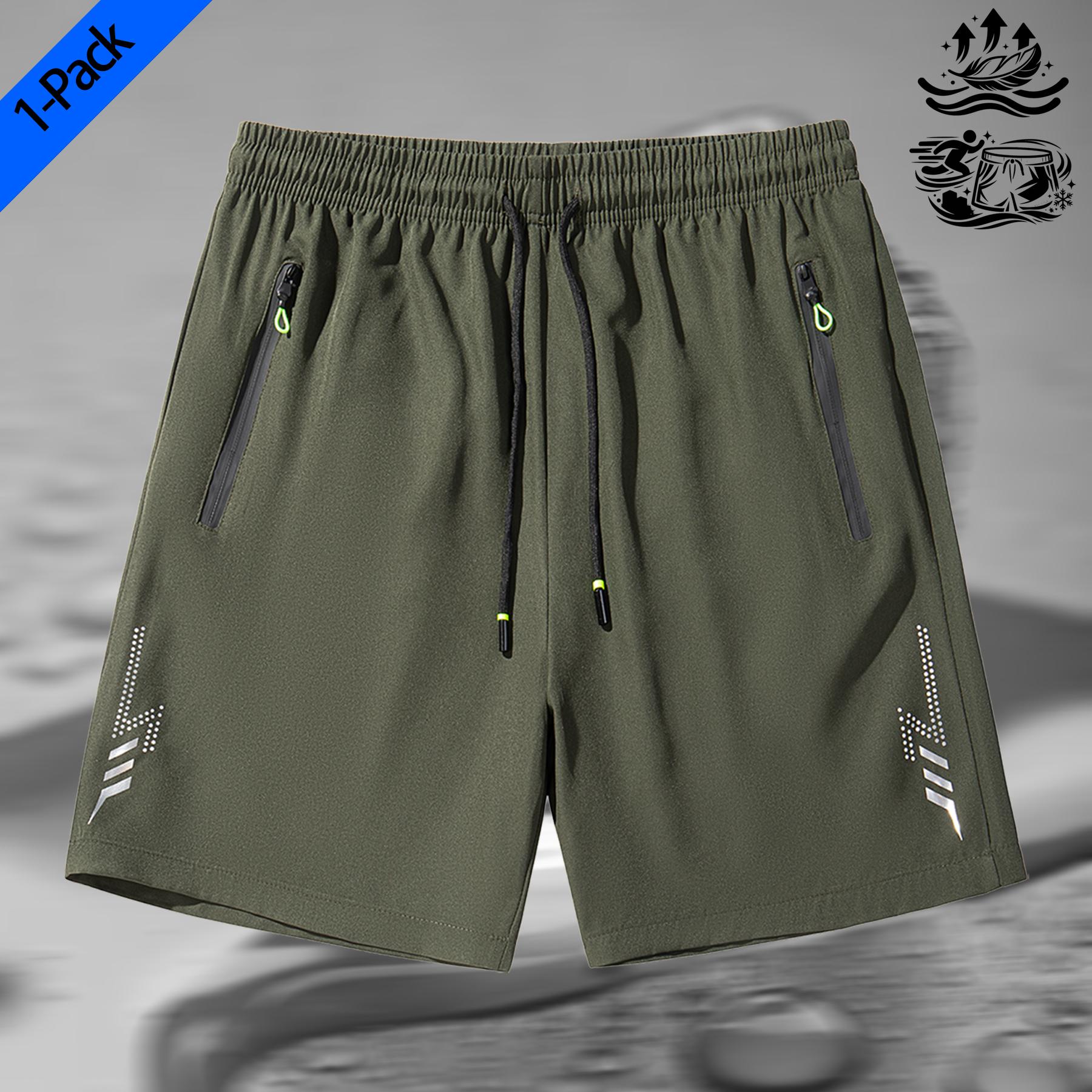 Men's 1 Pack Athletic Running Shorts Quick Dry Moisture Wicking Lightweight Breathable Gym Workout Shorts with Zipper Pockets Stretchy Elastic Waist for Jogging Hiking Outdoor Sports Training Casual Daily Wear Active Performance