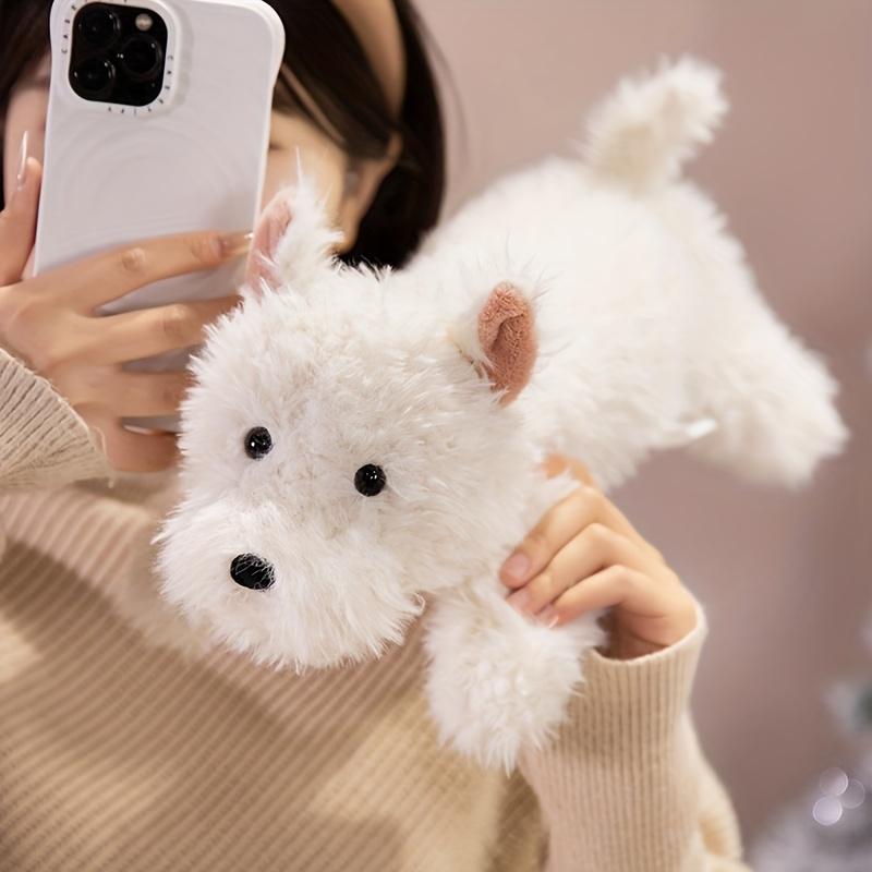[Kawaii Fluffy Plush] Kawaii Fluffy West Highland Dog Plush - Stuffed Terrier Puppy, Cuddly Companion for Bedtime, Birthday & Easter Gifts for Collectors (Westie Breed) 16.93in/43cm