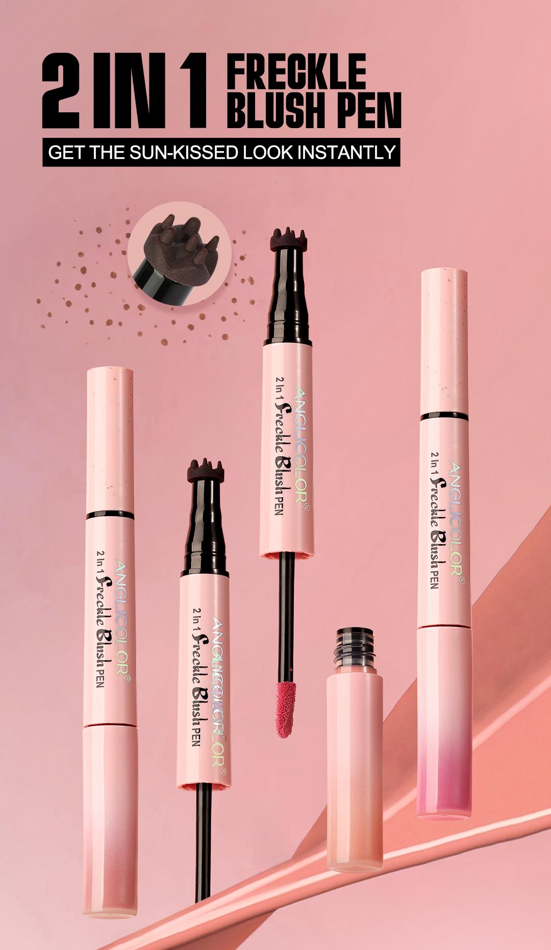 2 in 1 Freckle Blush Stamp Pen, Waterproof Long-Lasting Liquid Blush & Freckle Marker, Natural Sun-Kissed Makeup for Cheeks, All Skin Tones
