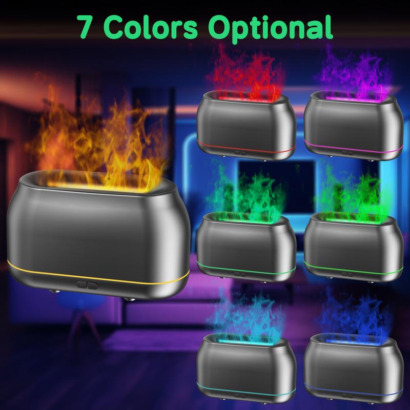 Upgraded 7-Color LED Flame Essential Oil Diffuser, Silent Humidifier with Auto-Off, 160mL Capacity for Home, Office & Yoga