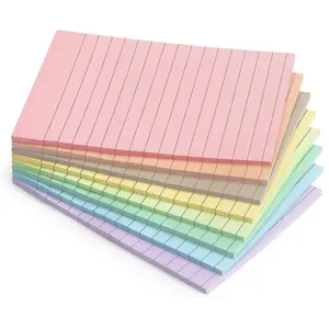 4x6 Inch Lined Sticky Notes, 8 Pack, Light Colors,  Self-Adhesive Notepads, Large Sticky Pads for Office, School &  Use, Easy to Use,  & Removable