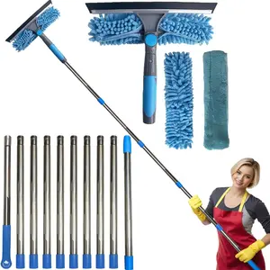 Retractable Window Cleaning Brush Cleaner Set, 1 Set Including 1 Count Retractable Rod & 2 Counts Replaceable Brush, Household Cleaning Tool, Home Decor, Car Cleaning Supplies,  Car Cleaning Kit, Car Detailing Accessories