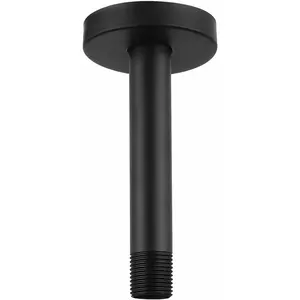 Shower Arm with Flange, Ceiling Mounted Fixed Shower Pipe, Bathroom Straight Rain Shower Replacement Arm, Universal Connection 1/2 NPT (6 Inch, Matte Black)