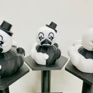 Killer Mime Clown Duck Figurine Black & White Horror Decor 3D Printed Slasher Gift for Horror Fans Dashboard Accessory Car Decor Spooky Season