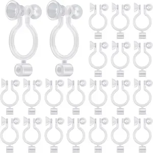 50pcs Resin Invisible Clip-on Earring Converters Components Clear Plastic Earring Clips Fit 3 mm Rhinestone with Bullet Earring Backs for Non-Pierced Ears DIY Jewelry Making
