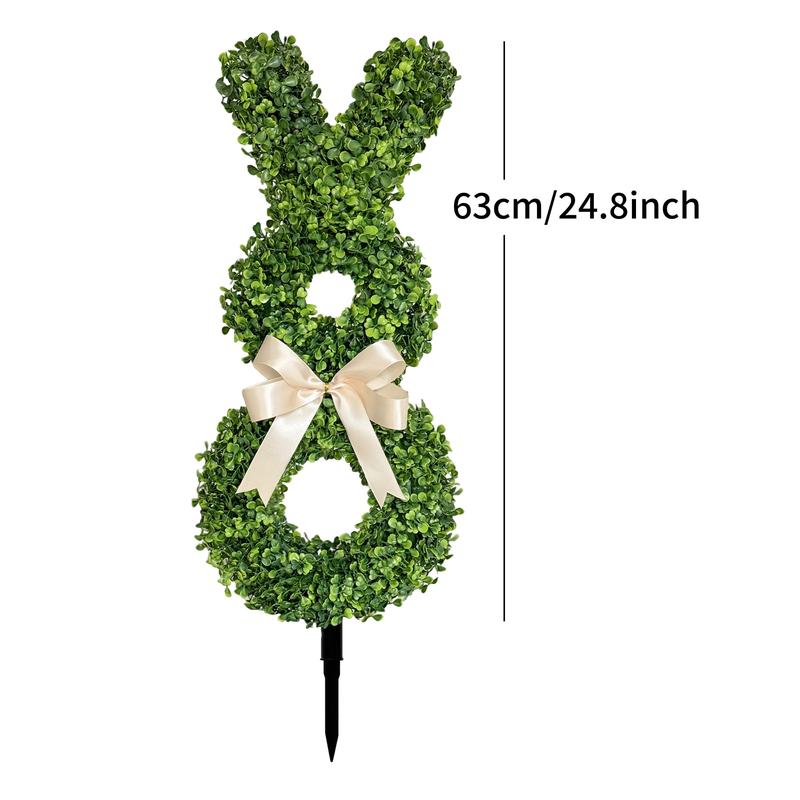 Easter Rabbit-Shaped Artificial Green Topiary Tree, Cute Bunny Cutout Decoration, Perfect for Easter Party Front Door, Courtyard and Garden Decor