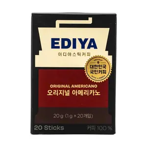 EDIYA Korean Zero Sugar Zero Fat Zero Calorie Classic Instant Black Coffee Powder - 20 Sticks (20g)