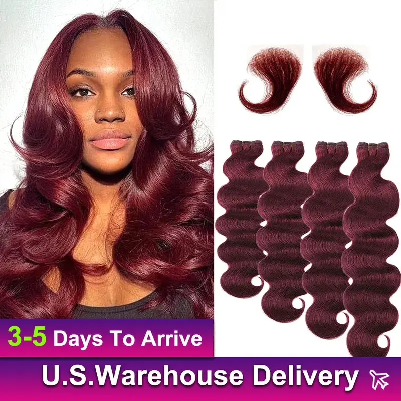 Body Wave Burgundy Bundles Human Hair Brazilian Remy Wine Red Color 99J Human Hair Bundles Extensions Weave 24 26 Inch For Woman