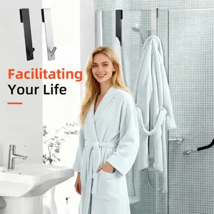 Shower Door Hooks(7.09 Inch),Extended Over Door Hooks for Bathroom Frameless Glass Shower Door,Stainless Steel Towel Hooks