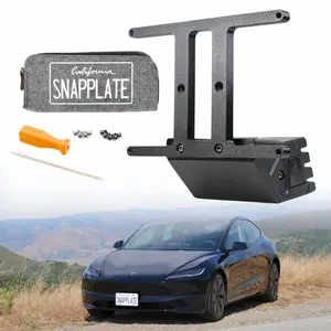 SNAPPLATE Tesla Model 3 SnapPlate Front License Plate Holder - Height-Adjustable, 3D Printed PETG, Fits US, Canada, Mexico Plates, Includes Security Screws & Case