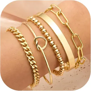 / Plated Bracelets for Women Stack,Bangle Cuff Bracelet Set Non Tarnish  for Women Trendy