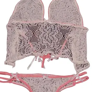 Pink&off white lace set Feminine Elegance Comfortable Lingerie
