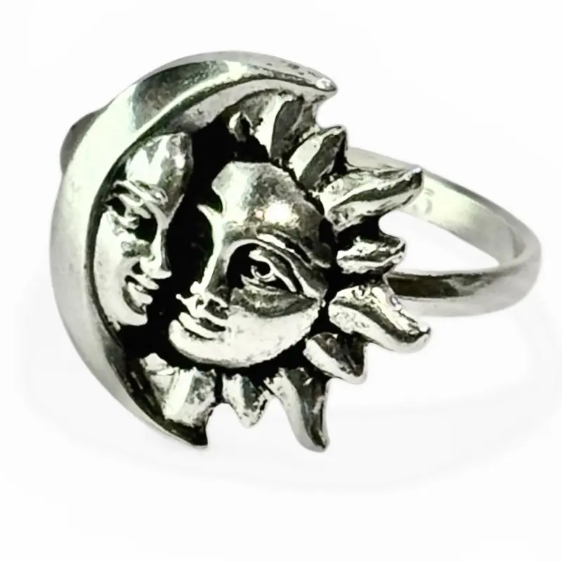 Anillo con la figura de sol y luna Unique Ring Elegant Ring Adjustable Ring