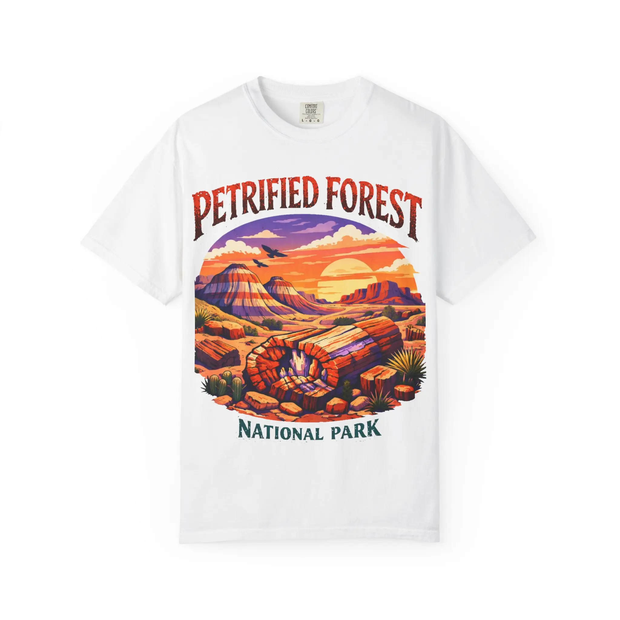 Petrified Forest National Park T-Shirt, Vintage Desert Sunset Graphic Tee, Retro Hiking Shirt, Nature Travel Tee, Outdoor Adventure Gift