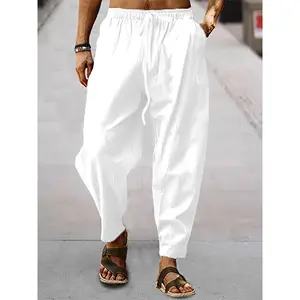 [For Spring Harem Pants With Pockets] Men's Solid Color Tapered Harem Pants With Drawstring Waist And Pockets For Spring, Summer & Fall