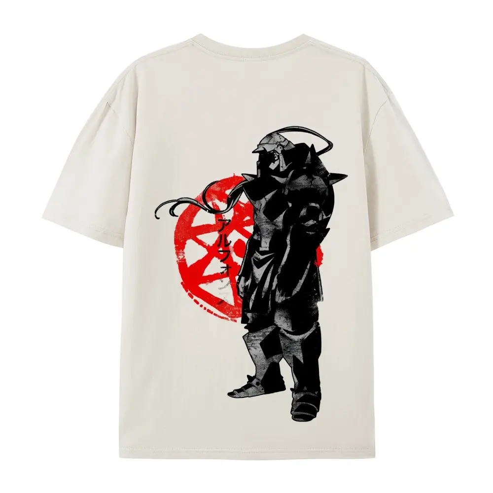 Fullmetal Alchemist Alphonse Elric Oversized Casual Men's Letter Pattern Printed T-Shirt