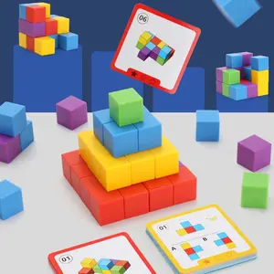 Montessori Magic Building Blocks Puzzle Toy Set, Space Logic Training, Rainbow Stacking Blocks, Spatial Awareness, Focus Training