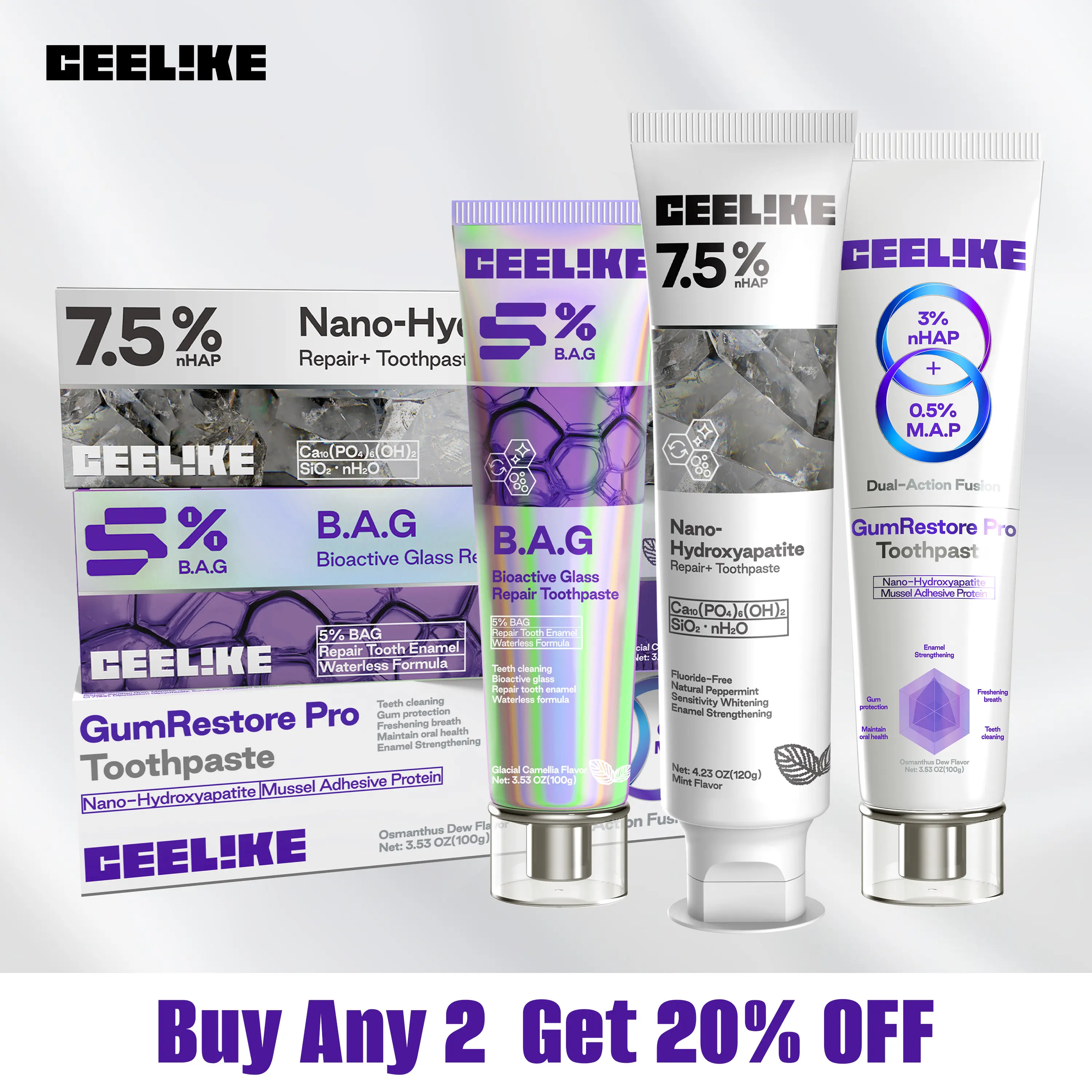 CEELIKE Toothpaste Value Bundle, Gentle Teeth Care for Healthy Oral Environment CEELIKE Toothpaste Value Bundle, Gentle Teeth Care for Healthy Oral Environment