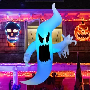 6-Foot Halloween Inflatable Ghost Decoration, Flashing Color-Changing Lights, Reusable Outdoor/indoor Yard Lawn Decor, Festive Horror Theme