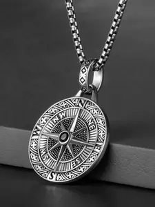 European and American Fashion Pendant Necklace, Unisex Compass Pattern Choker, Casual Alloy Chain, All Seasons Jewelry