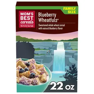 Mom's Best Blueberry Wheatfuls Shredded Wheat Cereal, Made with Whole Grain, No Artificial Flavors or Preservatives, 22 OZ Box