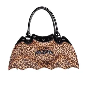 Leopard Print Bat Handbag with Shoulder Strap