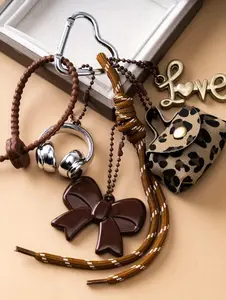 Cute 3D Cartoon Headphone & Leopard Print Keychain, Trendy Bag Charm Pendant for Women, Decorative Accessory for Keys Purses Backpacks, Aesthetic Y2K Bag Decor & Sweet Gift for Girls Daily Outfit