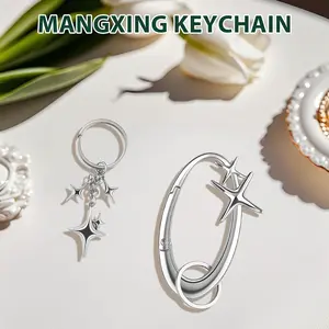 2 pcs Y2K cute star carabiner hypebeast keychain,chrome