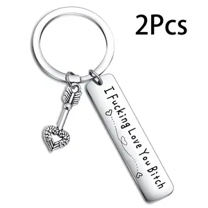 [2 Pcs] I Fking Love You Bith Stainless Steel Key Chain, Best Friend Keychain for Women, Birthday Christmas Friendship Gift for Bestie Best Friends Female Bff