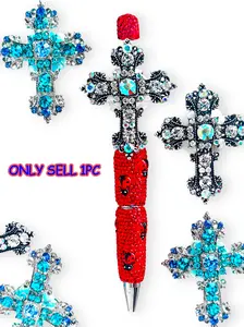 Handmade Creative Cross Crown Rhinestone Pendant, Birthday Gift, DIY Pen Chain Keychain Car Hanging Ornament, Indoor Decoration