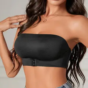 Front Buckle Shaping Push Up Ladies Underwired Bra - Plain Sexy Style Nylon Full Cup Summer Bra in Black Khaki Milk Coffee Pink