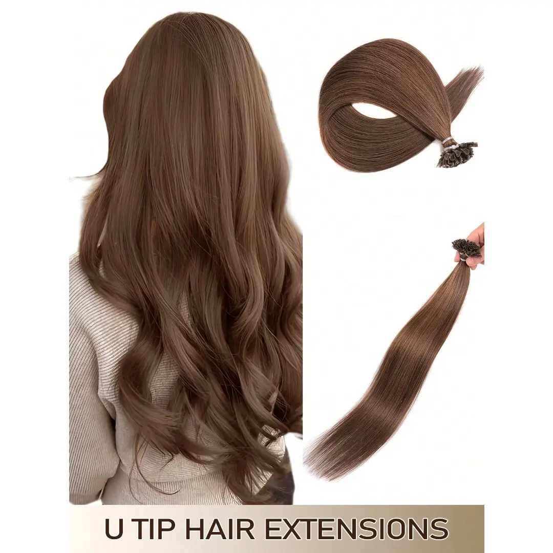 30g/pack 50strands/pack U Tip Human Hair Extensions Straight Hot Fusion Hair Natural Real Hair Keratin Glue Hair Extensions 12inch-20inch Blonde Black Brown Hair