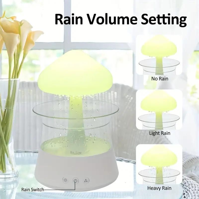Diffuserlove Cloud Humidifier, raindrop diffuser, essential oil diffuser, humidifier with remote control waterfall light, mushroom humidifier, rain sound white noise humidifier, suitable for bedroom office desk air humidifier