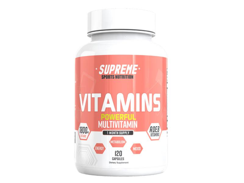 Supreme Vitamins All-Natural Multivitamin with 1800 MG Betaine for Energy Boost & Healthy Metabolism 30 Servings USA Made