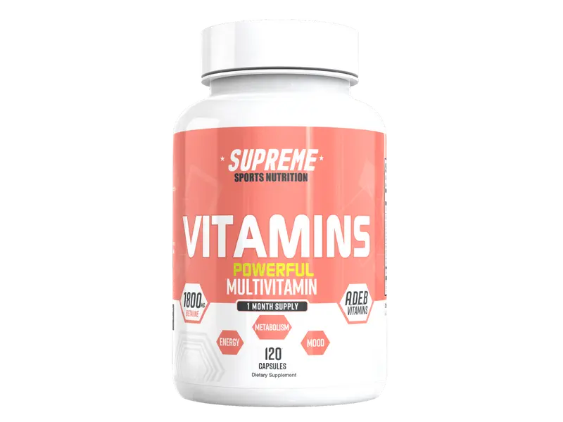Supreme Vitamins All-Natural Multivitamin with 1800 MG Betaine for Energy Boost & Healthy Metabolism 30 Servings USA Made
