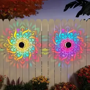2-Pack Solar Mandala Projector Lights – Waterproof Outdoor LED Garden Wall Lights for Patio & Backyard