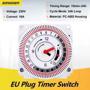 GT01 Mechanical Timer Switch 24‑Hour Heavy Duty Rotary Dial Timer Socket Plug‑In Analog Household Control for Kitchen Appliances
