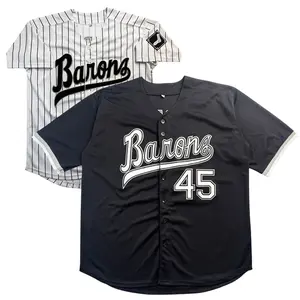 Men's BIRMINGHAM BARONS 45 JD jerseys baseball jersey Sewing embroidery Cheap high quality outdoor sportswear Hip-hop style Loose breathable  White Black stripe Retro style movieAuthentic Barons Baseball Jerseys - Perfect for Fans