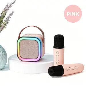 Wireless Karaoke Speaker, RGB Color Lighting, Two Microphones Rechargeable Battery, for Family Karaoke, Parties, Birthday Gifts