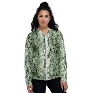 Unisex Bomber Jacket - Sage Snake Skin - Women