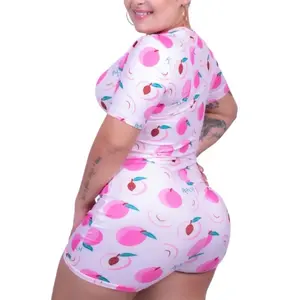 Peaches pink onesie Cotton Comfort Cute Stretchy Womenswear Breathable Lightweight Pajamas womenswear pajama lady homewear