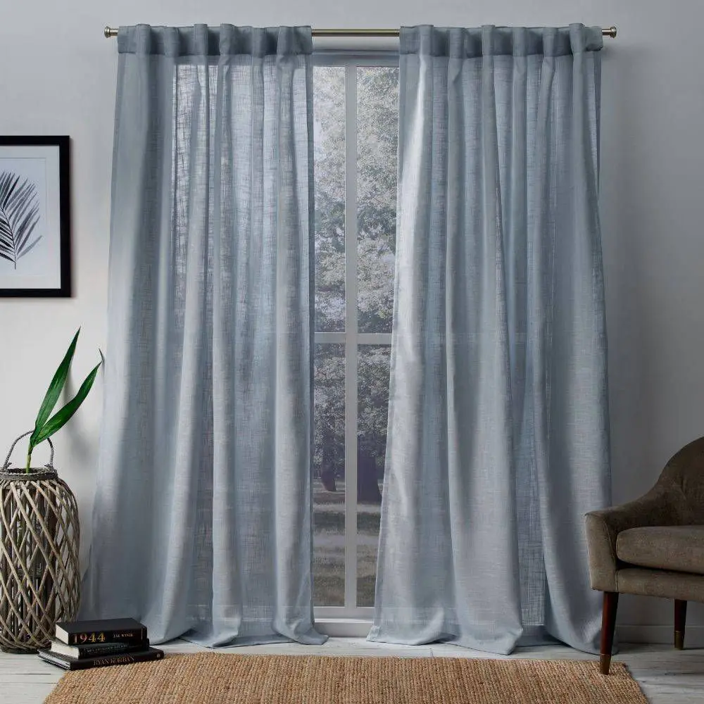 Set of 2 Bella Sheer Hidden Tab Top Curtain Panels - Exclusive Home: Indoor Drapes Plain Weave OEKO-TEX Certified