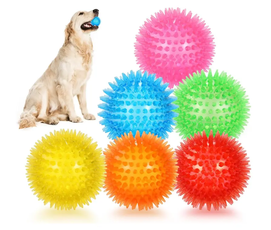6-Pack 2.5" Squeaky Spiky Dog Toy Balls, Durable Floating Interactive Fetch & Chew Toys for Teething Puppies, Small Dogs Including Chihuahuas, Chihuahua Interactive Toys