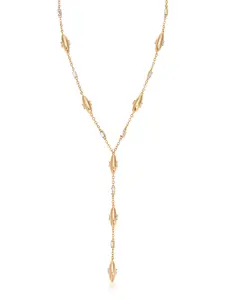 Ettika Oval Dome Lariat Necklace – 18k Gold Plated Brass Necklace with Cubic Zirconia, 14.5" Chain + 5.25" Extender, 3.75" Drop