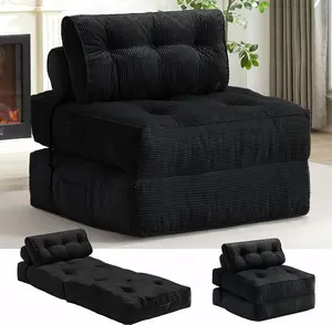 【Valentine's Day gift】ONBRILL Folding Couch Sofa Bed, Convertible Sleeper Chair, Corduroy Portable 4 in 1 Fold Out Chair to Floor Lounger, Couches for Living Room, Single