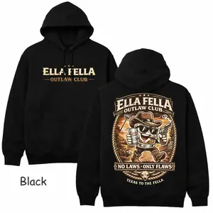 Men's Cotton Fabric Menswear - Ella Fella Outlaw Club T-shirt, Sweatshirt, Hoodie, Ribbed Classic Western Texas Cowboy Beer Graphic Streetwear, Sport Funny Drinking Tops - TimothyQQQ