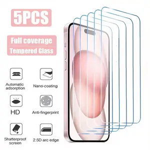5-Pack Tempered Glass Screen Protector for iPhone 16 Pro Max, Durable Protective Anti-Scratch Design, Compatible with iPhone 17/16/15/14/13/12/11 Pro Plus